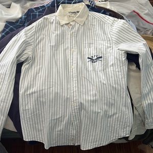 Ralph Lauren Rugby White Striped Beach Vibe Dress Shirt Men’s or Women